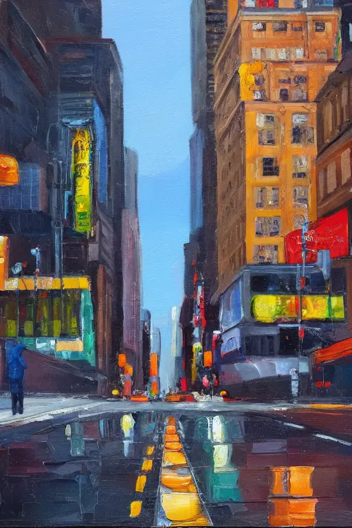 New York street, oil painting